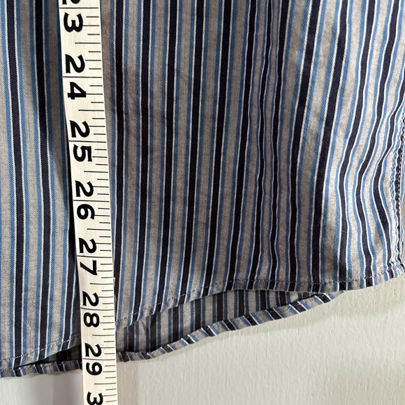 HUGO BOSS MENS CLASSIC FIT BUTTON UP DRESS SHIRT GREY NAVY LINES SIZE LARGE - Picture 9 of 12